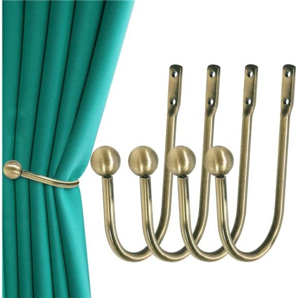Curtain Holdback, 4 Pcs Wall Mounted Drapery Tiebacks with Screws, Heavy Duty